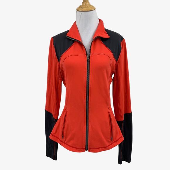 Lululemon Jacket Womens 10 Deep Coral Forme Full Zip Thumbhole Pocket Athletic - Picture 1 of 15